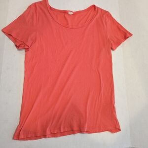 J CREW Coral Orange Slub 100% cotton Scoop Neck T-shirt Size XL *see note